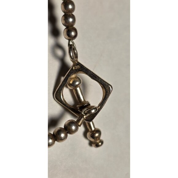 Vintage Necklace Sterling Silver & Crystal Beaded With Toggle Clasp - Picture 3 of 4